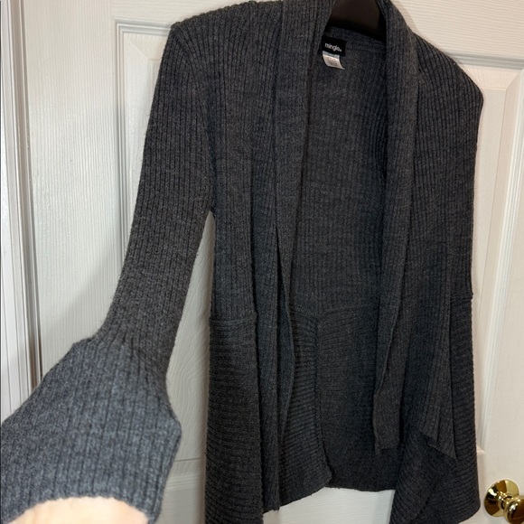Mingle Dark Gray Open Front Cardigan - Picture 2 of 5